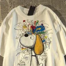 Camiseta gráfica Cute Puppy Camiseta ampla e fashion, perfeita para um visual relaxado e cheio de estilo.