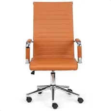 Cadeira Esteirinha De Escritório Presidente Charles Eames P305 Base Giratória Revestimento Couro PU Encosto Alto
