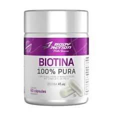 Biotina 100% pura 45mcg Suplemento (60 cápsulas) - Body Action