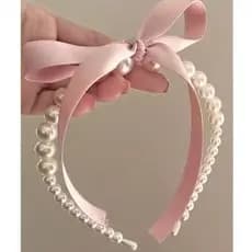Arco com Faixa de Cabelo Feminina Retrô de Laço com Pérola, Adequada para Casamentos, Festas e Uso Diário Elegante