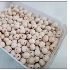 Miçangas Bolinhas de Madeira 8mm , Pacote com 100 Bolinhas