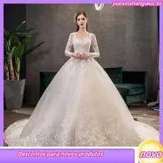 2020 Vestidos De Casamento De Renda Muçulmana De Manga Completa Com Trem Grande Novo Vestido De Baile De Luxo Dre ss Noi