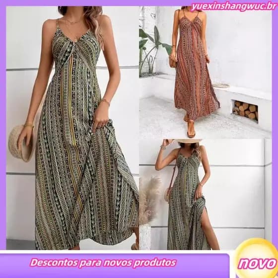 Boho Criss Split Front D ress Para Mulheres LNL73018