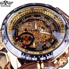 Relógio T-WINNER Skeleton masculino relógio mecânico automático relógio masculino com pulseira de aço