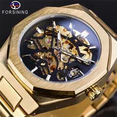 Para forsining oco mecânico moda Casual estilo europeu americano relógio mecânico automático masculino