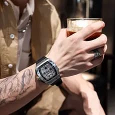 Novo multifuncional à prova dwaterproof água relógio masculino de quartzo atmosférico estilo Industrial relógio de fita