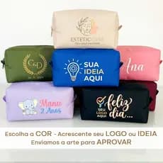 10 Necessaire Personalizada Box G Brinde Empresa Lembrancinha com Logo ou Nome - Estampa Lisa