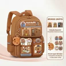 Mochila Escolar Capivara / Capibara Impermeável Grande Capacidade Menina Menino Resistente