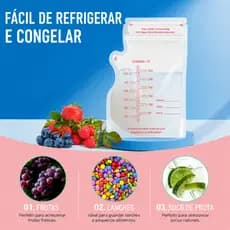 Kit com 30 Sacos para Armazenamento de Leite Materno/Sucos/Frutas Zip Lock Seguro e Multifuncional