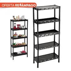 Estante Plástica 5 Prateleiras Modular Reforçada Multiuso Organizadora Cozinha Lavanderia Banheiro