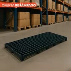 Kit 10 Pallet Palete Estrado Plástico Preto 25x50x2,5cm Piso Empilhável Estoque Armazém Depósito