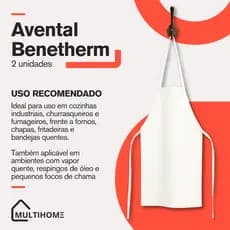 Kit 2 Avental Térmico Benetherm Alta Temperatura Cozinha Industrial Vapor Respingo Quente PVC EPI