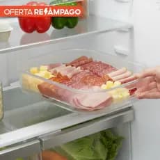Porta Frios Plástico Transparente com Tampa Pote Presunto Queijo Frios Geladeira Cozinha Empilhável