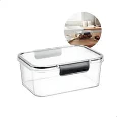 Pote Hermético Organizador Tampa Com Trava De Alimento Para Cozinha Clear Em Acrílico 1200ml