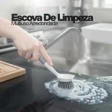 Escova de Limpeza Multiuso Arredondada Flow Bege EM300BGF Banheiro Cozinha Lavanderia Casa Faxina Ou