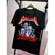 Camiseta Metalica Caveira Preta De Banda Rock Masculina E Feminina