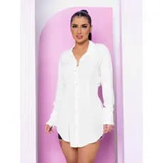 Chemise Social com manga femenino camisão