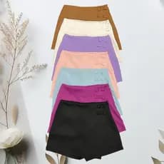 Short Saia Alfaiataria com Detalhe em Laço Moda Verão