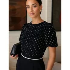 Blusa Feminina Manga Bufante Poá Elegante | Moda Casual