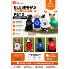 Roupa Time Pet Porte Pequeno Cachorro Blusa Torcedor Pet Blusa Pet Time