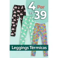 Leve 4 Calças Leggings Infantil em Suplex Menina Sublimadas em Cores Sortidas - Roupa de Meninas