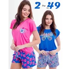 Leve 2 Conjuntos de Pijama de Manga Por R 49 - Promoção por Tempo Limitado
