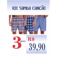 Kit com 3 Shorts de Pijama Masculino Samba Canção Verão Meia Estação - Oferta Imperdível