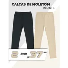 Kit Com 2 Calças Infantils de Moletom com Algodão Para Menino e Menina - Kit com Estas Cores - Inverno Meia Estação