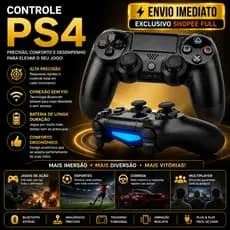 Controle Ps4 Joystick Bluetooth Compatível Para Ps4 Smart Tv Pc Gamer Sem Fio + Cabo