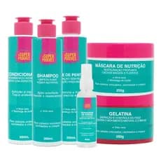 Linha  Capilar de Cachos- Super Poderes Shampoo Condicionador Mascara Creme de Pentear gelatina