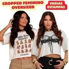Cropped Oversized Feminino  Diversas Estampas Variadas  100% Algodao