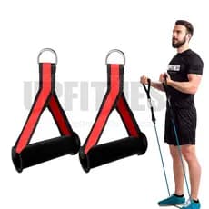 Par de Puxador Estribo De Mao VERMELHO Reforçado Aparelho Musculação Fitness Crossover Nylon Manopla