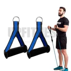Par de Puxador Estribo De Mao AZUL Reforçado Aparelho Musculação Fitness Crossover Nylon Manopla