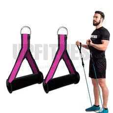 Par de Puxador Estribo De Mao ROSA Reforçado Aparelho de Musculação Fitness Crossover Nylon Manopla