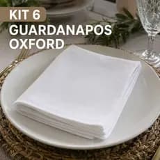 Kit 6 Guardanapos Oxford Branco 35x35 Mesa Posta