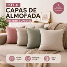 kit 4 Capas de Almofadas Decorativa 40x40 Oxford Premium liso