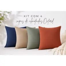 Kit 4 Capas de Almofadas 40x40 Oxford Liso Sofá Decoração Moderna Sala Quarto