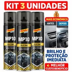 Kit 3 Silicone Spray Mundial Prime Tutti Frutti 300ml Proteção e Brilho em Plásticos e Borrachas