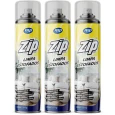 Kit 3 Limpa Estofados ZIP Clean 300ml Espuma Ativa Remove Manchas e Cheiros Para Sofá Carro Tecidos