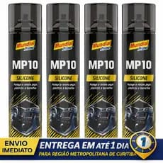 Kit 4 Silicone Automotivo MP10 Tutti Frutti 300ml Spray Painel Plástico Borracha Proteção e Brilho
