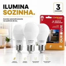 Kit 3 Lâmpadas Sensor de Luminosidade 9w Controled Branca Fria / Branca Morna