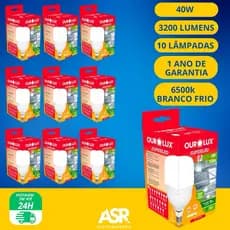 KIT 10 Lâmpadas 50W, 40W, 30W, 20W, 15W Branco Frio Bulbo 6500K Nota Fiscal Produto c/Garantia