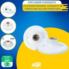 Kit 5 Paflons Redondo Simples C/Soquete de Porcelana Bestfer