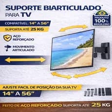 Suporte Biarticulado M2 C/Inclinação de 14 a 56 Reforçado 25kg Tv Monitor