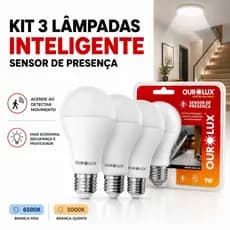 Kit 3 Lâmpadas Sensor de Presença 9W Controled 6500K 1 Ano Garantia
