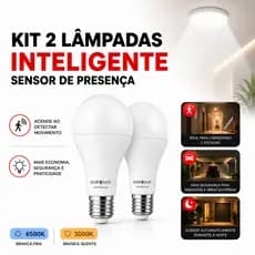 Kit 2 Lâmpadas Sensor de Presença 9W Controled 6500K 1 Ano Garantia