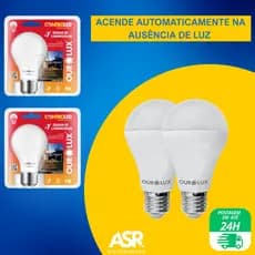 Kit 2 Lâmpadas Sensor de Luminosidade 9w Controled Branca Fria / Branca Morna