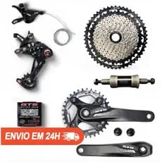 Kit Relação 12v GTS 1x12 C/ Corrente + Cassete 11x50 + Pedivela 34D + Movimento Central GTS