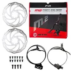 Kit Freio Hidráulico GTS 160MM Preto Com Discos e Rotores Para Bike Bicicleta Completo