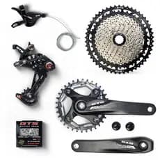 Kit Relação 12v GTS 1x12 C/ Alavanca e Corrente + Cassete 11x50 + Pedivela 34D Ponta Quadrada
